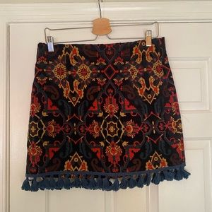 Zara embroidered skirt with tassles